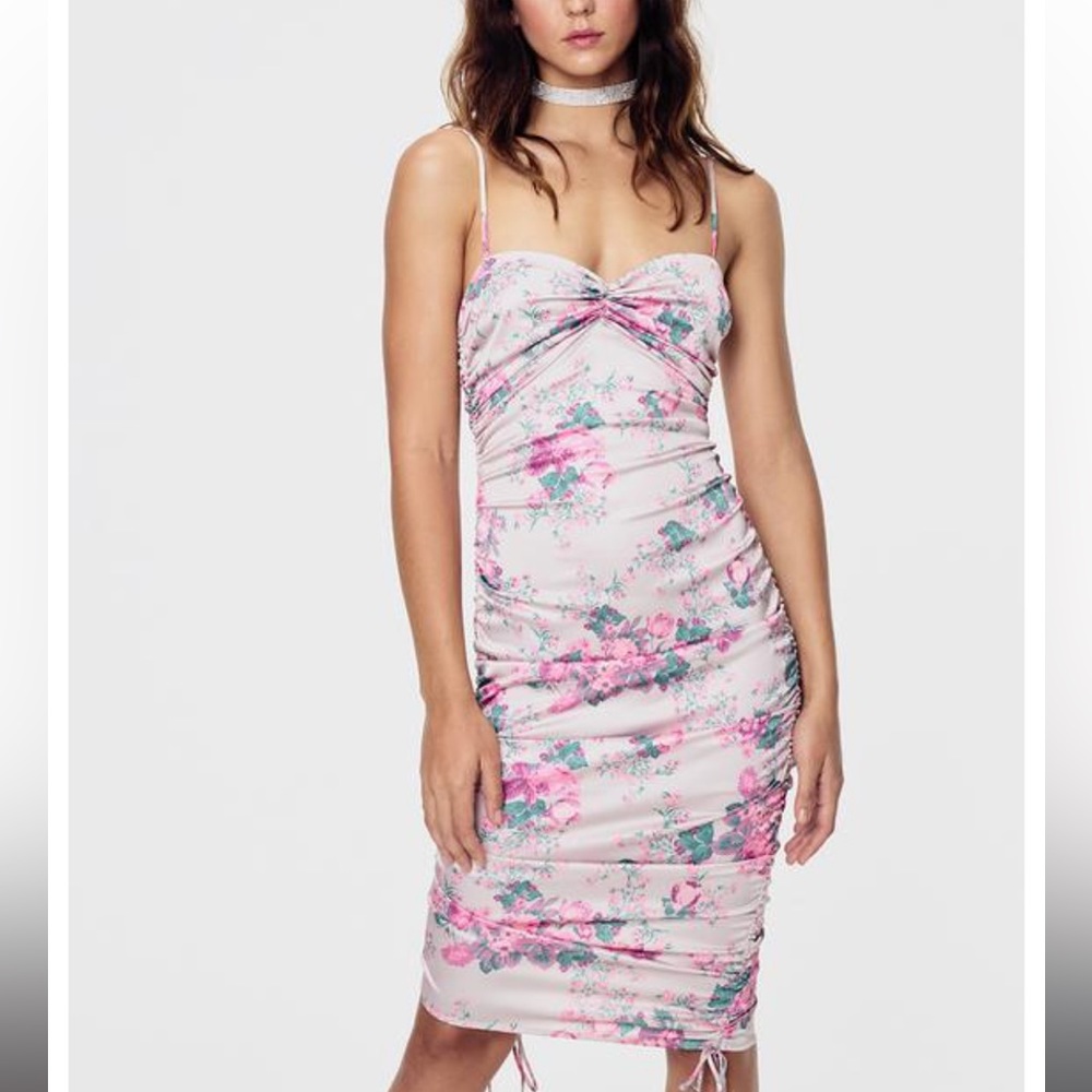 NWT For Love & Lemons Palais Ruched Side Floral Dress - XS